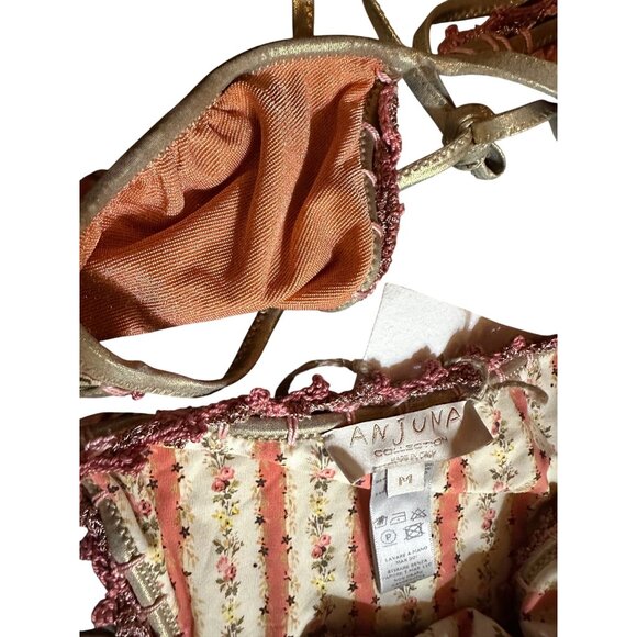 Anjuna Reversible Bikini Carina Mix Fiore Rosa Floral Medium Made In Italy $438 - Picture 11 of 12